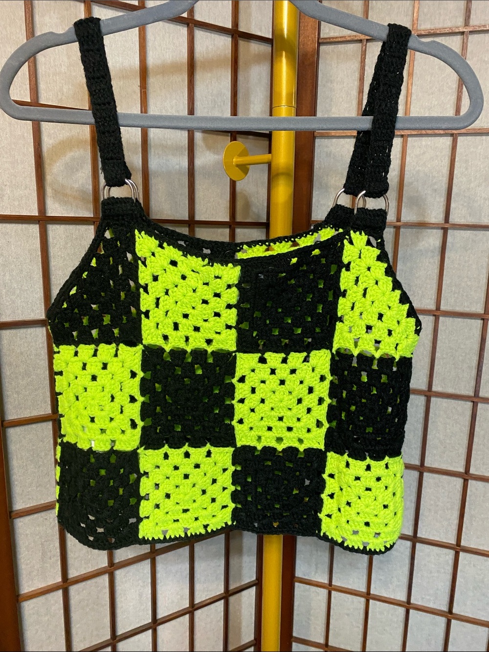 The Ragged Priest Crochet Neon Yellow & Black Tank